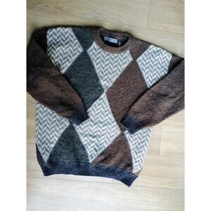 Vtg 90`s Le Collezioni Structure wool diamond geometric grandpa core eclectic